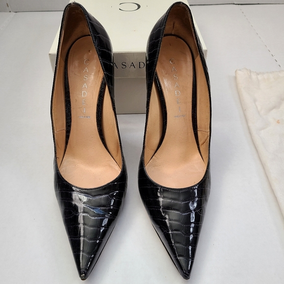 Casadei Patent Black Croc Heel - Picture 12 of 16